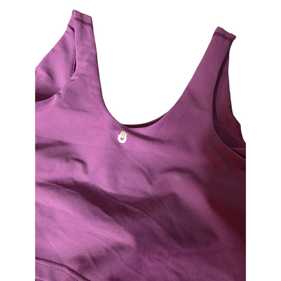 Athleta Set Small Bra Leggings Purple Rainbow Stripe Glitter Trim Matching Activ - Picture 5 of 12